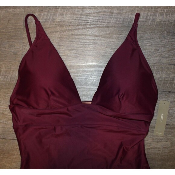 J.Crew $110 Deep V-Neck French One Piece Swimsuit IRIS PURPLE SZ 12 NWT - Picture 2 of 4